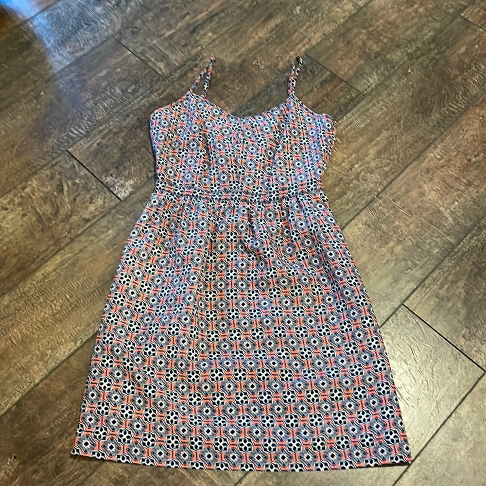 Jcrew hot pink and blue print dress
